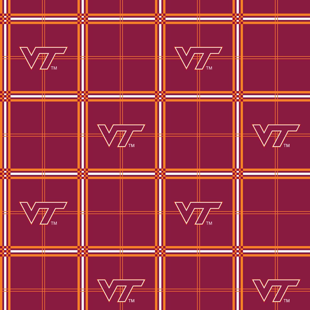 Sykel Enterprises-Virginia Tech Flannel Fabric-Virginia Tech Hokies Plaid Cotton Flannel Fabric
